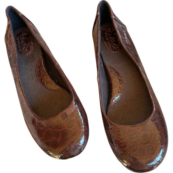 BOC Ballet Flats SZ 10 Faux Croc Embossed Slip-On Comfort Shoes Workwear - Picture 1 of 8